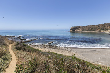 Hiking trail leading to Sacred Cove at Abalone Cove Shoreline Park in Southern California.