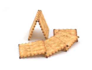 Crackers on a white background
