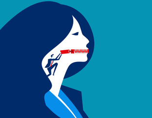 Business people zippered mouth. Concept business vector illustration. © zenzen