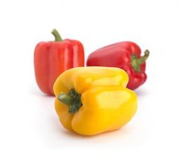 Multi-colores sweet pepper on a white background