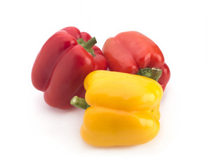 Multicolored pepper on a white background