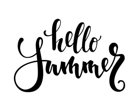 Hello Summer. Hand drawn calligraphy and brush pen lettering.