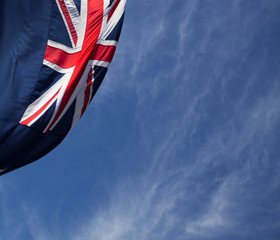 union jack flags in the wind