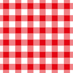 Seamless abstract illustration of red checkered (gingham) table cloth, vintage or retro styled traditional pattern, also for napkin