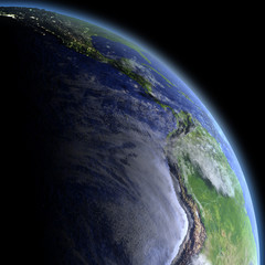 Eastern Pacific from space at dawn