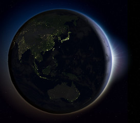 East Asia from space at night
