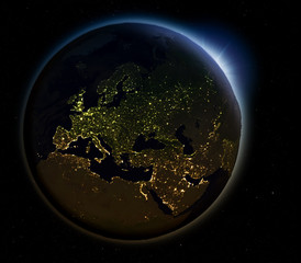 Europe from space at night