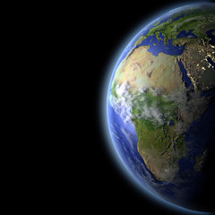 Africa from space in the evening light