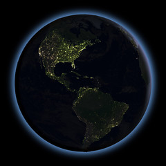 Americas from space at night