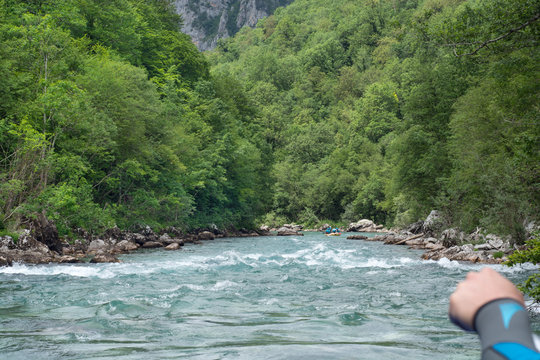 Extreme sports activity - rafting, camping, on river