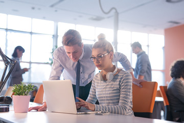 Two Business People Working With laptop in office