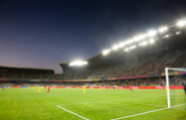 evening stadium arena soccer field defocused background