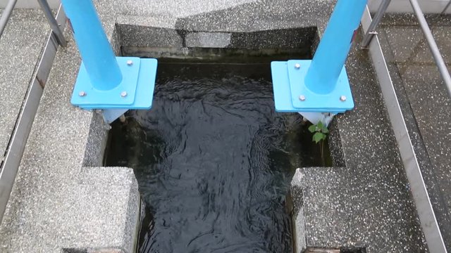 Taipei, Taiwan-05 December, 2015: Flocculation basin process in a water treatment plant located in Taipei, northern Taiwan.