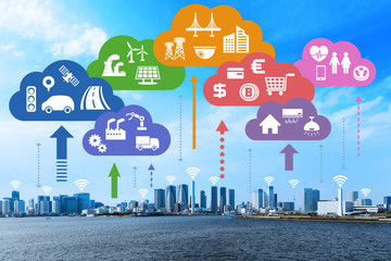 Internet of Things and Cloud Computing concept. Smart City.