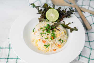 Fried Rice with Vegetables and Meat, Thai food.