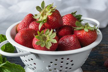 Fresh Strawberries in a Colander