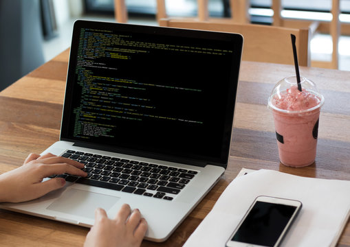 Developer Team Working Laptop Computer Mobile Application Softwareand Web Design Online Technology Content script to display