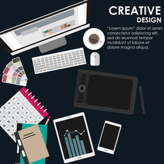 Flat Style Modern Creative Design Equipment for Workplace Vector Illustration