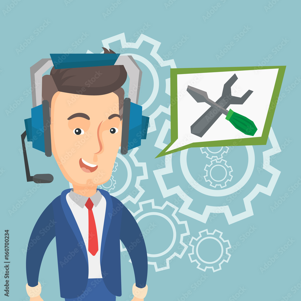 Poster technical support operator vector illustration.