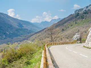 Road near the Gréolières village in France