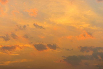 golden sky at the sunrise for background