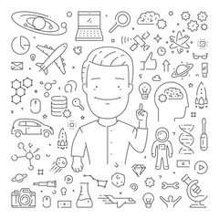 Vector line web banner for new idea