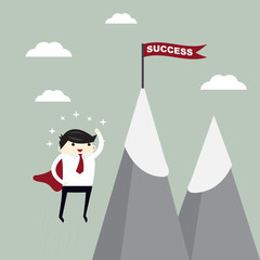 Businessman going up to success