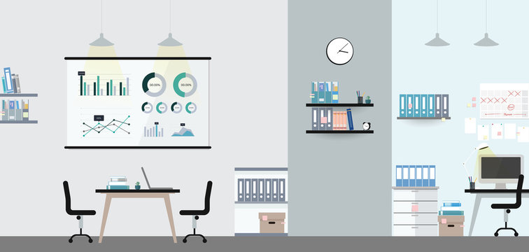 Office interior illustration vector