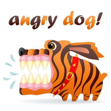 Angry dog. Cartoon character. Vector Image.
