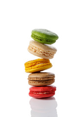 Stack of colorful French macaroon biscuits