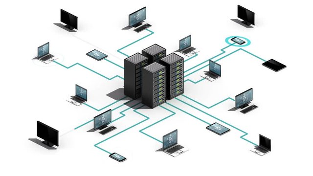 Internet of things technology connect server system. IoT, 3D dimension view.