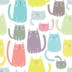 Fotobehang Katten Katten naadloos vectorpatroon