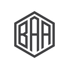 three-letter initials hexagon logo black