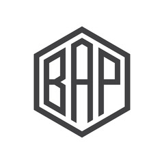 three-letter initials hexagon logo black
