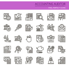 Accounting Auditor Elements , Thin Line and Pixel Perfect Icons.
