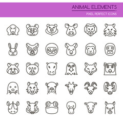 Animal Elements , Thin Line and Pixel Perfect Icons