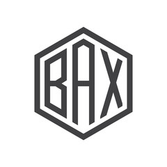 three-letter initials hexagon logo black
