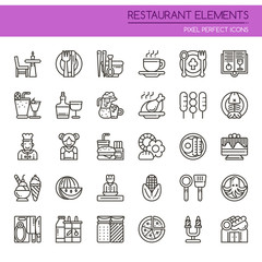 Restaurant Elements , Thin Line and Pixel Perfect Icons.