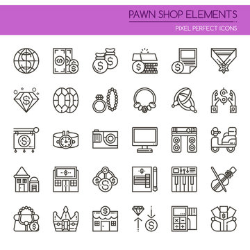 Pawn Shop Elements , Thin Line and Pixel Perfect Icons