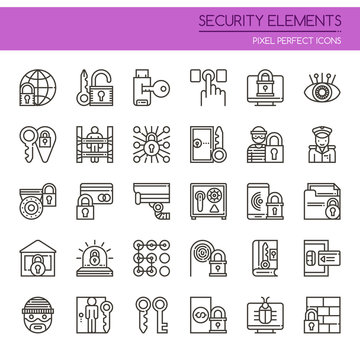 Security Elements , Thin Line and Pixel Perfect Icons.