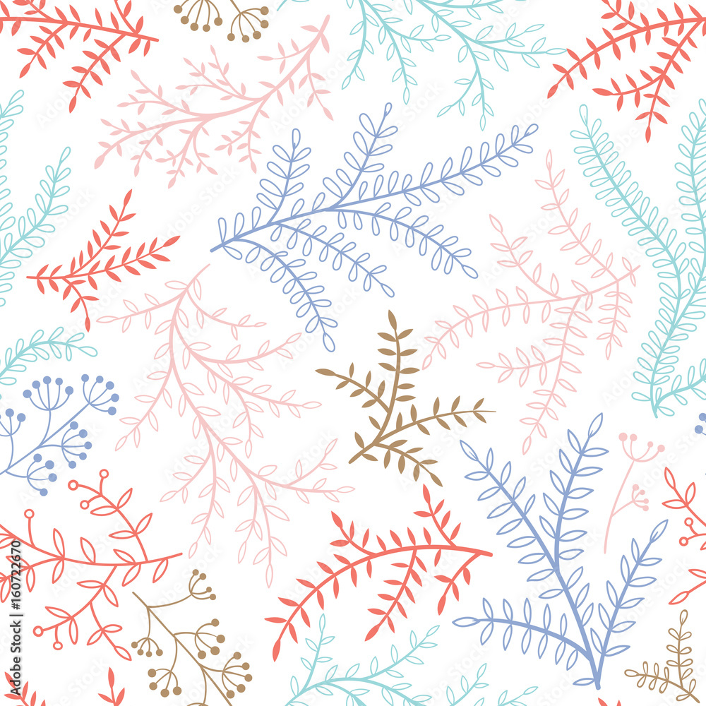 Poster soft vector seamless pattern with branches