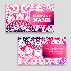 Vector template business card. Geometric background. Card or invitation collection. Islam, Indian, ottoman motifs