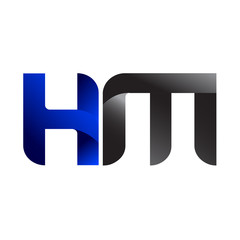 Modern Simple Initial Logo Vector Blue Grey HM