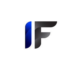 Modern Simple Initial Logo Vector Blue Grey IF
