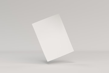 Blank white bended flyer mockup on white background