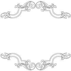 Vintage border frame engraving with retro ornament pattern in antique baroque style decorative design. Vector
