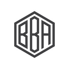 three-letter initials hexagon logo black