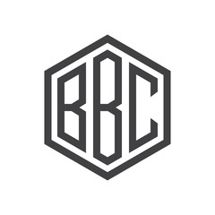 three-letter initials hexagon logo black