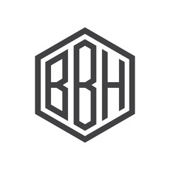 three-letter initials hexagon logo black
