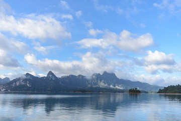 lake mountain view Ratchaprapa dam thailand,suratthani,travel destination